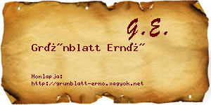 Grünblatt Ernő névjegykártya